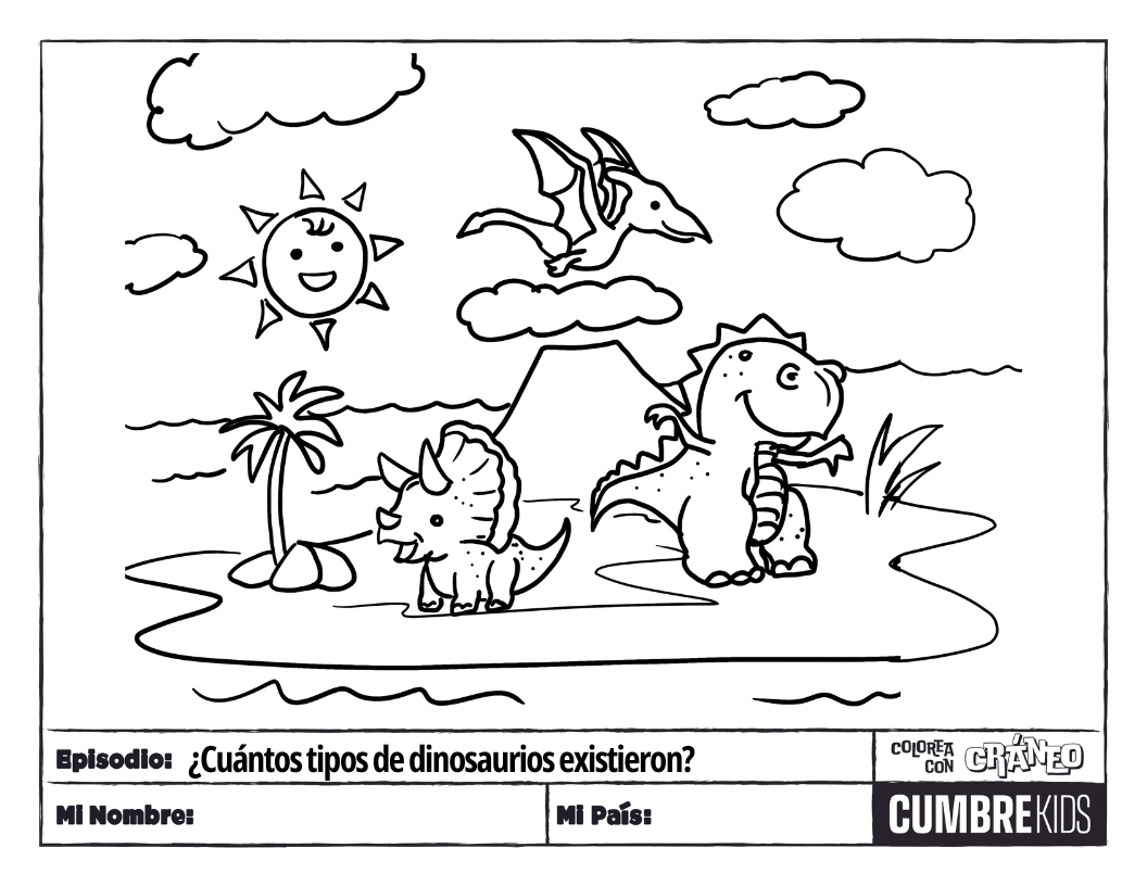 Página para colorear: ¿Cuántos tipos de dinosaurios existieron?